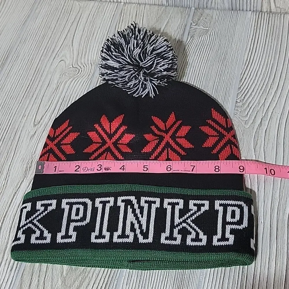 PINK Victoria's Secret Winter Snowflake Hat with Pom Top